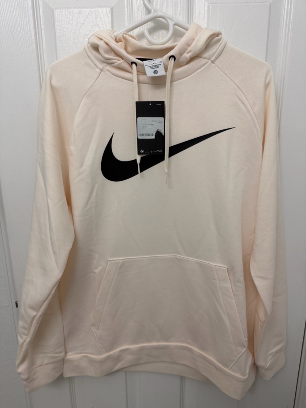 Nike Dri-Fit Training Men’s Cream Crewneck Hoodie with Black Swoosh size M new!